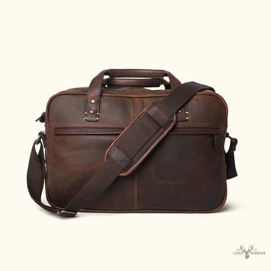 Pilot-Tasche aus Leder Walker | Vintage-Stil Eichenholz