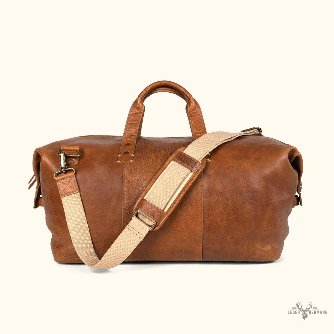 Wochenend-Handtasche aus Leder Walker | Rustikaler Lederfarbton Tan