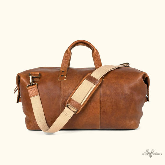 Wochenend-Handtasche aus Leder Walker | Rustikaler Lederfarbton Tan