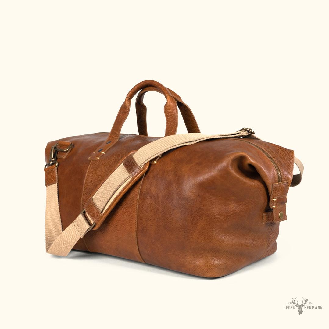 Wochenend-Handtasche aus Leder Walker | Rustikaler Lederfarbton Tan