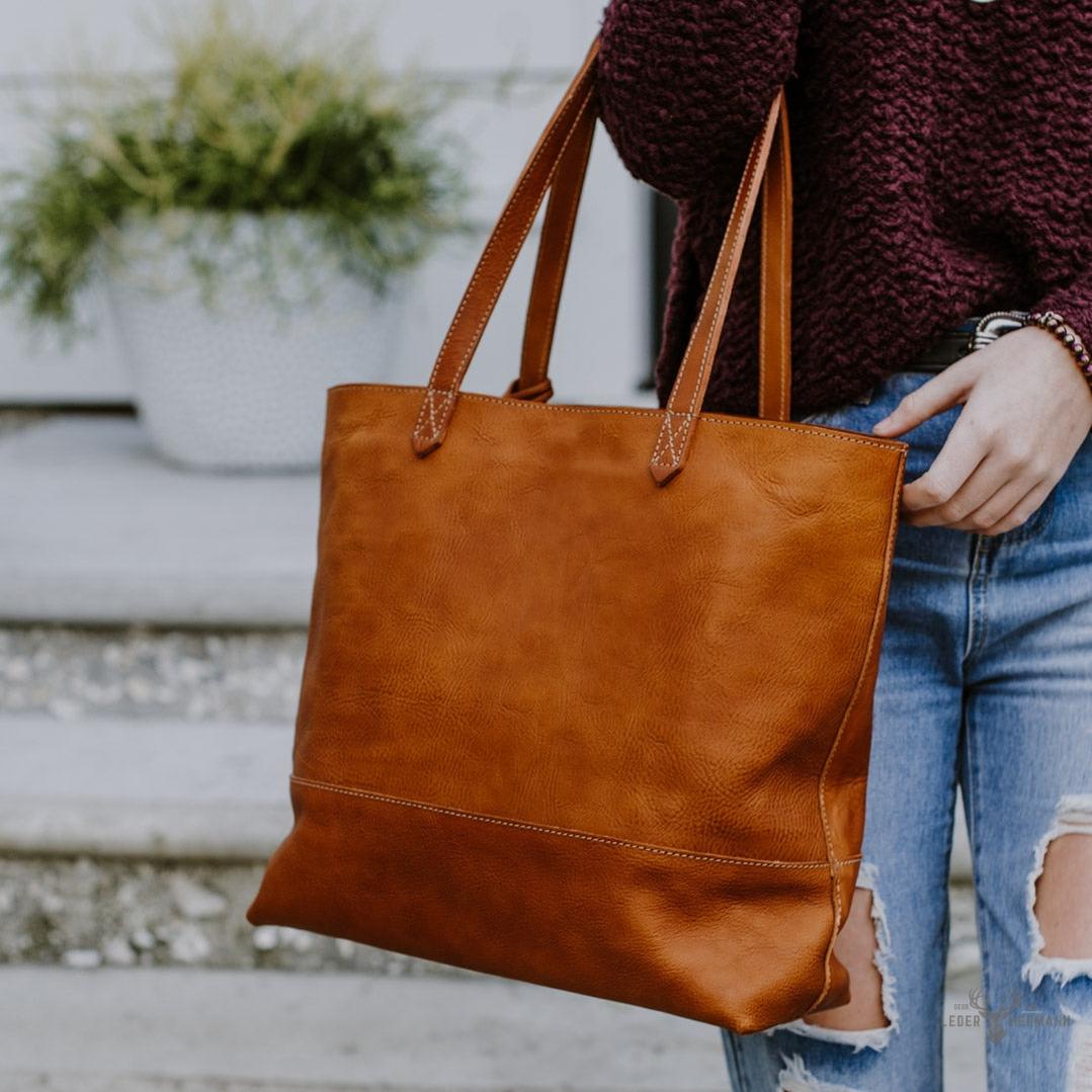 Madison Elegance Leder-Totetasche in stilvollem Sattlerbraun