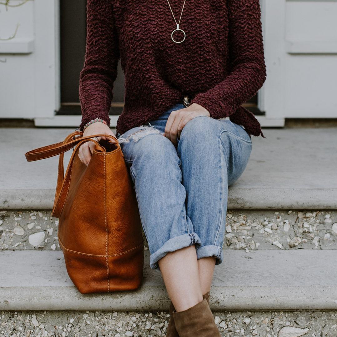 Madison Elegance Leder-Totetasche in stilvollem Sattlerbraun