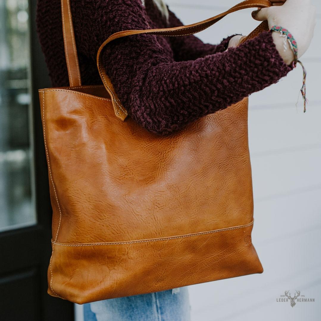 Madison Elegance Leder-Totetasche in stilvollem Sattlerbraun